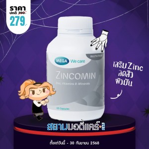 โปรโมชั่น Mega We Care Zincomin บรรจุ 60 แคปซูล
